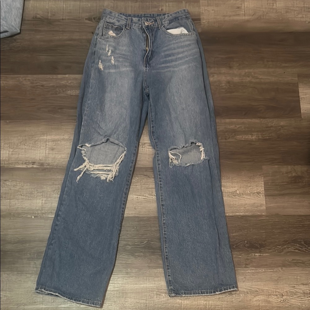 Women's Distressed Blue Jeans